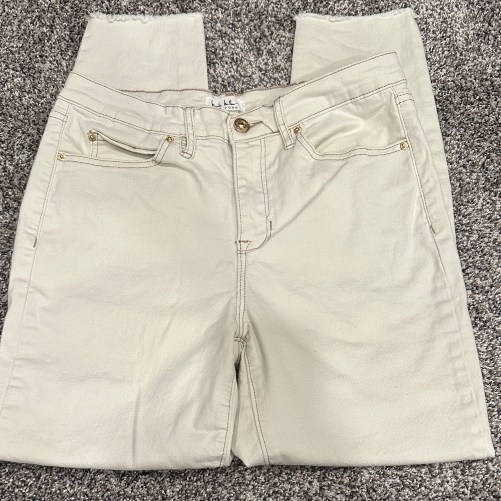 Nicole Miller Women's High Rise Beige Jeans